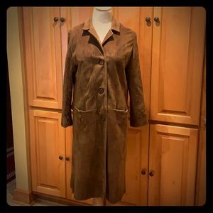 Vintage Leather Suede Long Coat Tailored For Marshall Fields